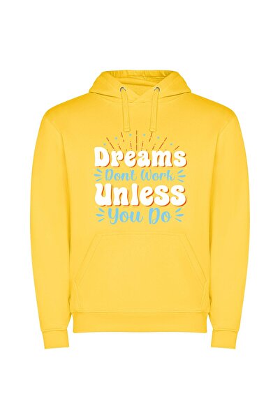 iLovePrints Work Inspires, Success Inspires Φούτερ με κουκούλα σε χρώμα Κίτρινο