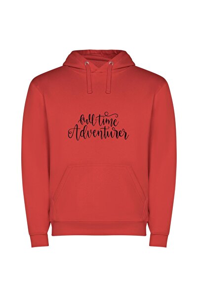 iLovePrints Adventurous Time Explorer Φούτερ με κουκούλα σε χρώμα Κόκκινο