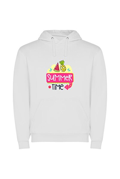 iLovePrints Tropical Bliss Φούτερ με κουκούλα σε χρώμα Λευκό