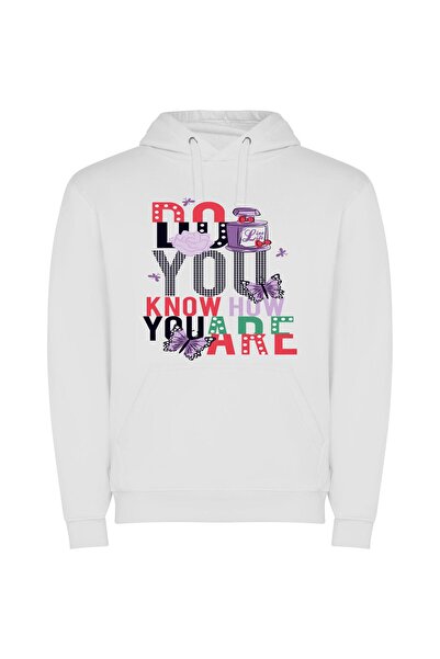 iLovePrints Know Yourself Fashionably Φούτερ με κουκούλα σε χρώμα Λευκό