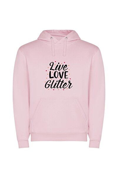 iLovePrints Glamour in Glitter Land Φούτερ με κουκούλα σε χρώμα Ροζ