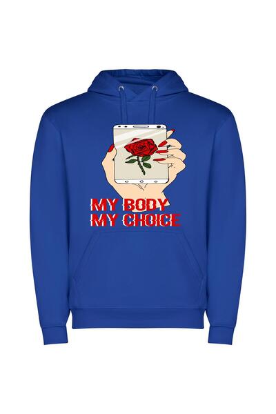 iLovePrints Blossom-Filled Mobile Beauty Φούτερ με κουκούλα σε χρώμα Μπλε