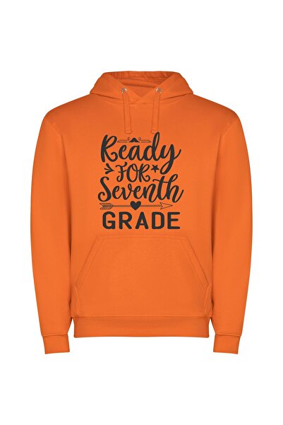 iLovePrints Grade 7: Ready-Made Print Φούτερ με κουκούλα σε χρώμα Πορτοκαλί