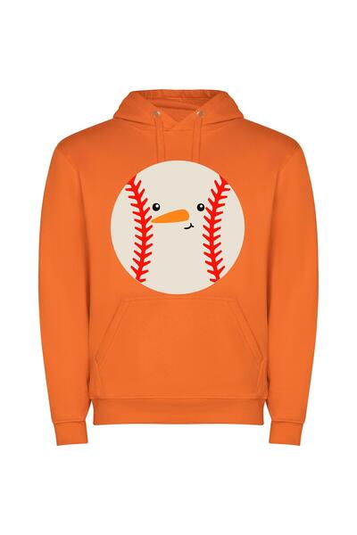 iLovePrints Round Face Sports Mascot Φούτερ με κουκούλα σε χρώμα Πορτοκαλί
