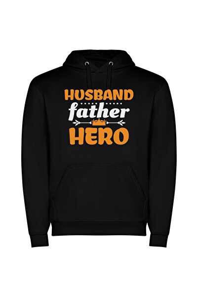 iLovePrints Gentleman Hero: Father & Husband Φούτερ με κουκούλα σε χρώμα Μαύρο