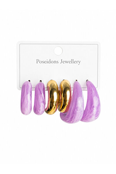 POSEİDONS JEWELLERY مجموعة أقراط من الراتنج بلون الليلك تشبه اللافندر دريم مك...