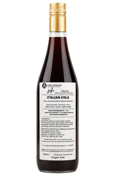 Drop Italia Sirop Concentrat Cola 700ml, Dilutie 1:13.5