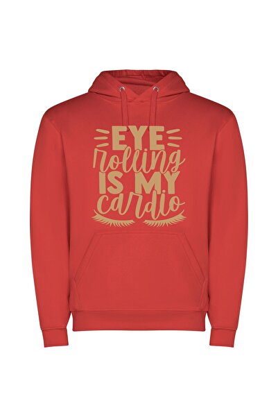 iLovePrints Silly Eye Fitness Craze Φούτερ με κουκούλα σε χρώμα Κόκκινο