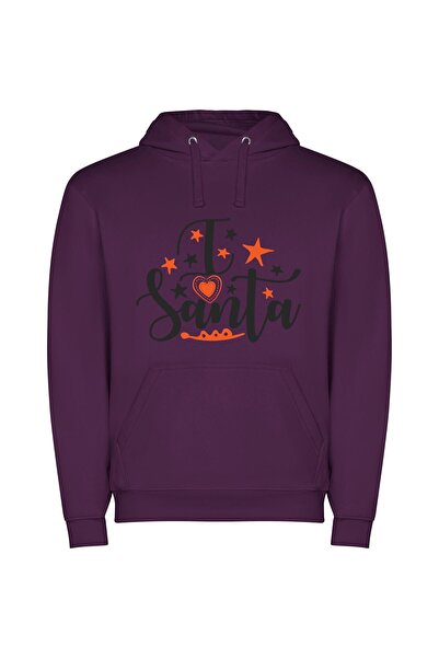 iLovePrints Santa's radiant beauty Φούτερ με κουκούλα σε χρώμα Μωβ