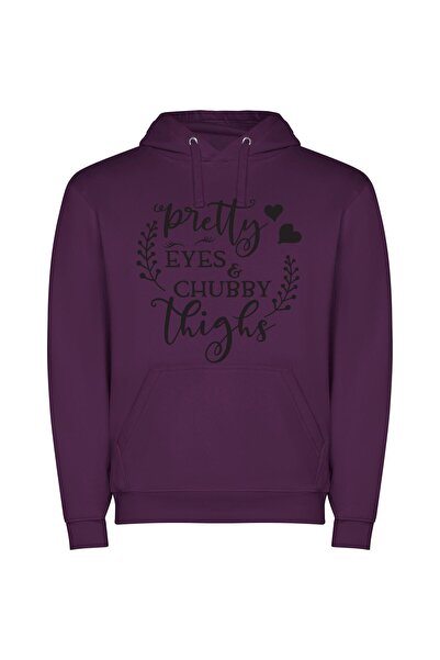 iLovePrints Gorgeous Eyes, Curvy Thighs Φούτερ με κουκούλα σε χρώμα Μωβ