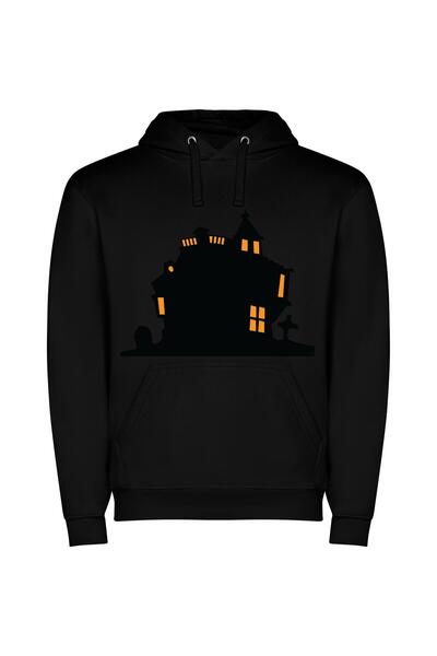 iLovePrints Eerie Manor Estate Φούτερ με κουκούλα σε χρώμα Μαύρο