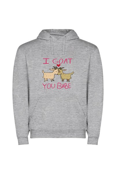 iLovePrints Grazing Love: Goat Couple Φούτερ με κουκούλα σε χρώμα Γκρι
