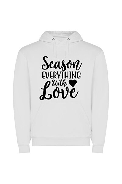 iLovePrints Love-Filled Seasonal Prints Φούτερ με κουκούλα σε χρώμα Λευκό