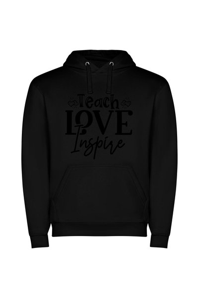 iLovePrints Quotable Love: Inspiring Elegance Φούτερ με κουκούλα σε χρώμα Μαύρο