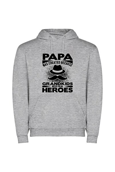 iLovePrints Real Heroic Grandpa Φούτερ με κουκούλα σε χρώμα Γκρι