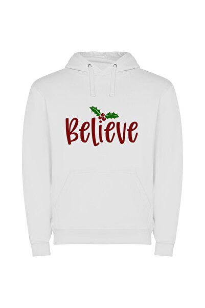 iLovePrints Holly Believe: Merry Delight Φούτερ με κουκούλα σε χρώμα Λευκό