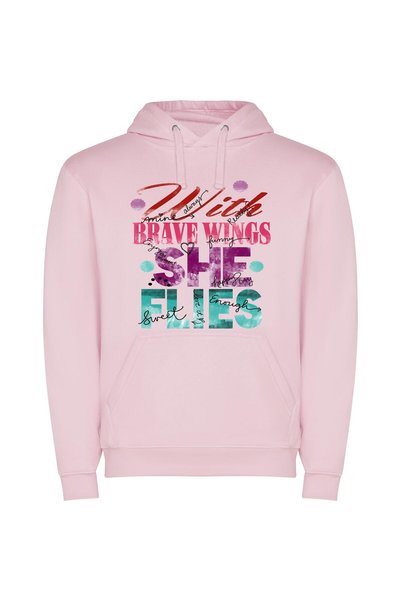 iLovePrints Wings of Brazen Beauty Φούτερ με κουκούλα σε χρώμα Ροζ