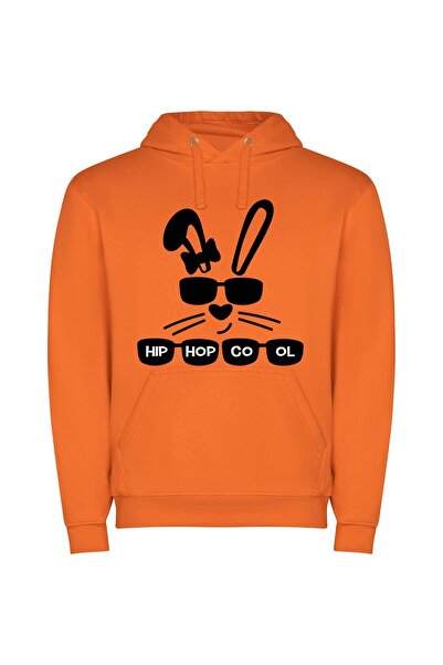iLovePrints Cool Cat Beats Φούτερ με κουκούλα σε χρώμα Πορτοκαλί