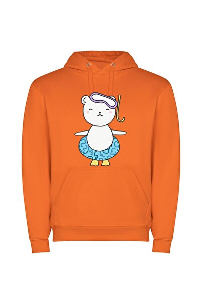 iLovePrints Dancing Water Bear Fiesta Φούτερ με κουκούλα σε χρώμα Πορτοκαλί