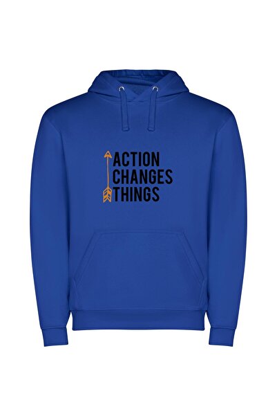 iLovePrints Action: Transforming the World Φούτερ με κουκούλα σε χρώμα Μπλε