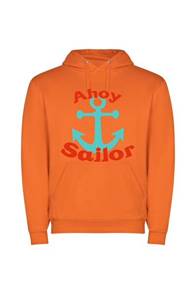 iLovePrints Sailor's Delight: Illustrated Anchor Φούτερ με κουκούλα σε χρώμα ...