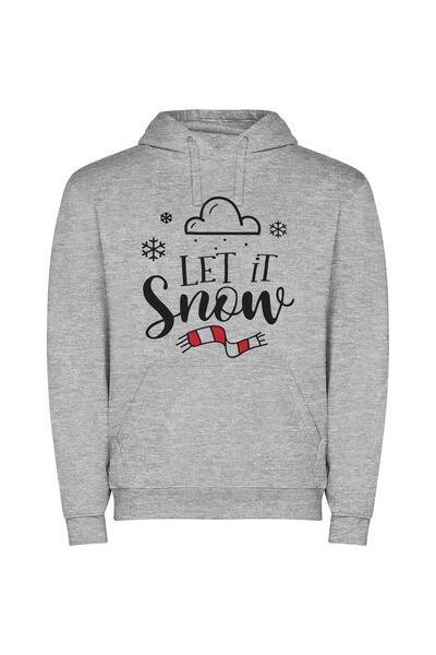 iLovePrints Serenity in Falling Snow Φούτερ με κουκούλα σε χρώμα Γκρι