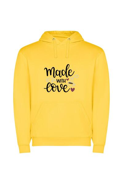 iLovePrints Love in Monochrome Φούτερ με κουκούλα σε χρώμα Κίτρινο