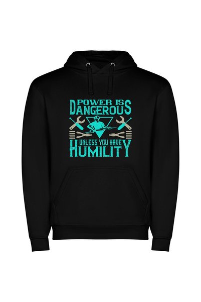 iLovePrints Power with Humble Grace Φούτερ με κουκούλα σε χρώμα Μαύρο
