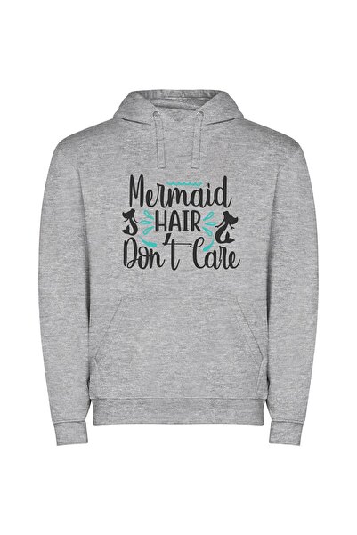 iLovePrints Mermaid Vibes Only Φούτερ με κουκούλα σε χρώμα Γκρι