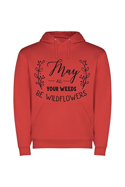 iLovePrints Blossoming Weed, Wildflower Wishes Φούτερ με κουκούλα σε χρώμα Κό...