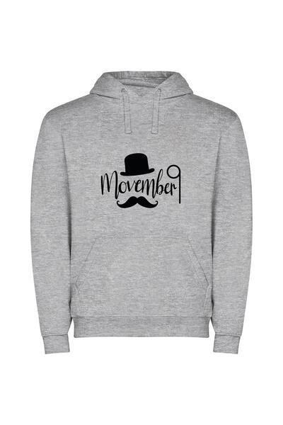 iLovePrints Majestic November Mustache Φούτερ με κουκούλα σε χρώμα Γκρι