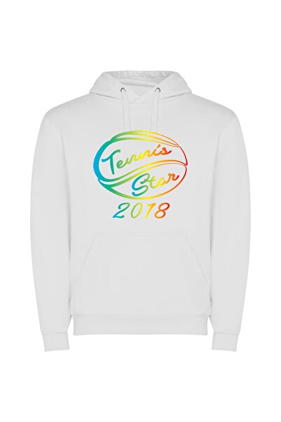 iLovePrints Tennis Star Teaser Ball Φούτερ με κουκούλα σε χρώμα Λευκό