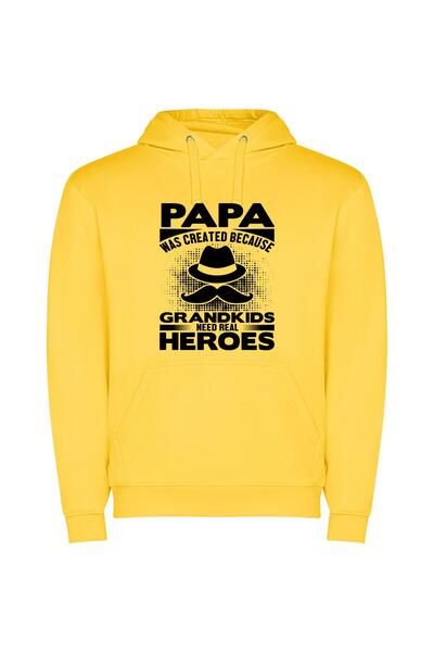 iLovePrints Real Heroic Grandpa Φούτερ με κουκούλα σε χρώμα Κίτρινο