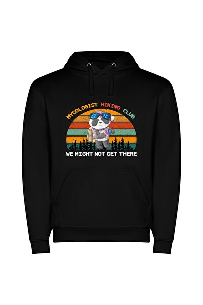 iLovePrints Panda Chic: Shutter-Clad Explorer Φούτερ με κουκούλα σε χρώμα Μαύρο