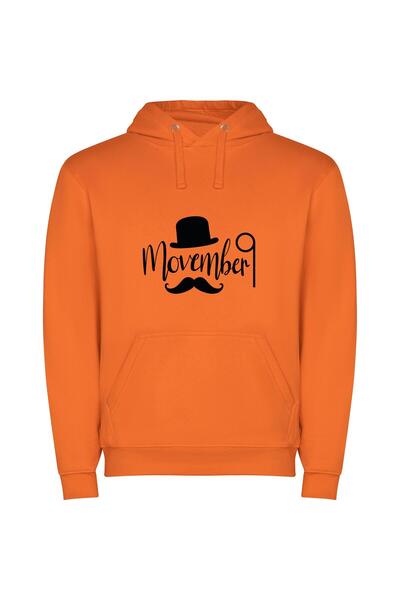iLovePrints Majestic November Mustache Φούτερ με κουκούλα σε χρώμα Πορτοκαλί