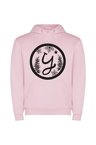 iLovePrints Glamorous Snowflake Emblem Φούτερ με κουκούλα σε χρώμα Ροζ