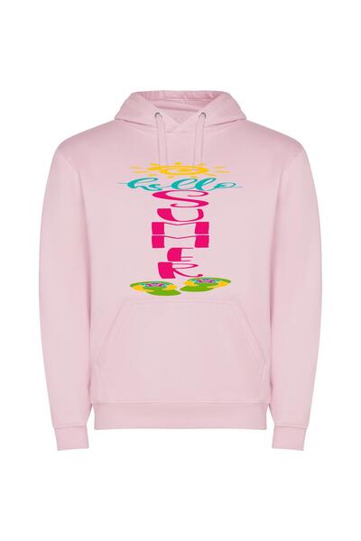 iLovePrints Vivid Serenity: Symmetrical Neon Φούτερ με κουκούλα σε χρώμα Ροζ