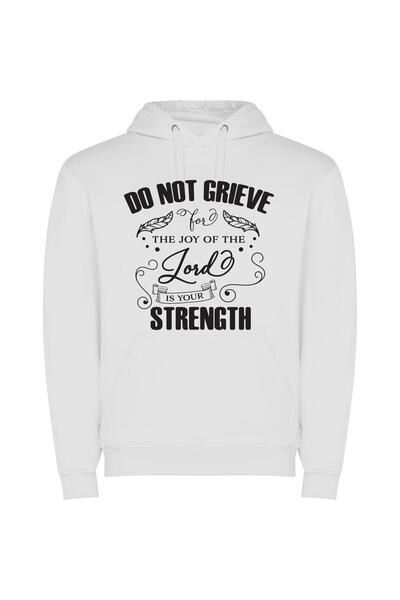 iLovePrints Joyful Strength in Lord Φούτερ με κουκούλα σε χρώμα Λευκό