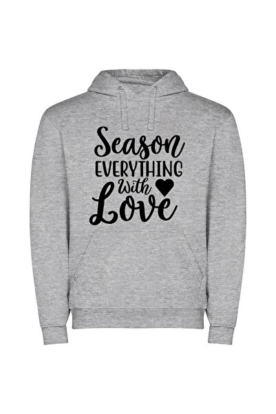 iLovePrints Love-Filled Seasonal Prints Φούτερ με κουκούλα σε χρώμα Γκρι