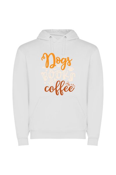 iLovePrints Books & Brew: Canine Aesthetic Φούτερ με κουκούλα σε χρώμα Λευκό