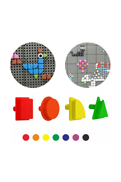 Masterkidz Set de știfturi în formă de figuri geometrice, 64 de bucăți, pentr...