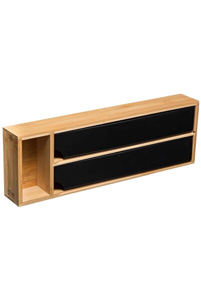 FİVE Suport hârtie igienică cu 2 compartimente, Negru - Black Bambou