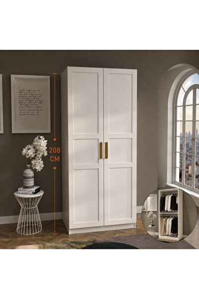 Cool Home Aras 2 Kapılı Askılı Gardırop , Giysi Dolabı , Beyaz 208 cm
