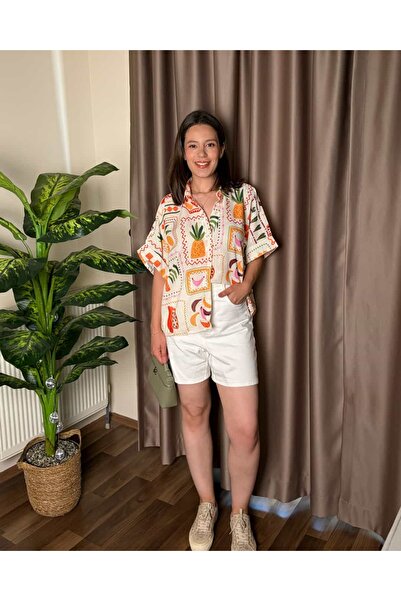 Notta Butik Tropic Keten Desenli Gömlek