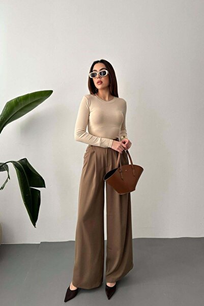 Moda Days Women's Moccah Pleated High Waist Wide Leg Woven Trousers with Side...
