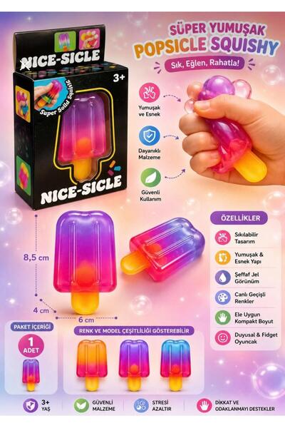 Pofika Nice Cream Popsicle Squishy Dondurma Modeli Sukuşi Sık Bırak Rahatla S...