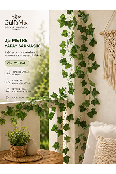 Gülfa Giftbox Ev Balkon Çit Süsleme Dekorasyon 2 Metre 30 Cm Yapay Asma Sarma...