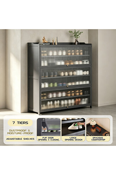 Vitakit Flip Up Door Acrylic Steel Shoe Cabinet, 7-Tier Dustproof Large Capac...