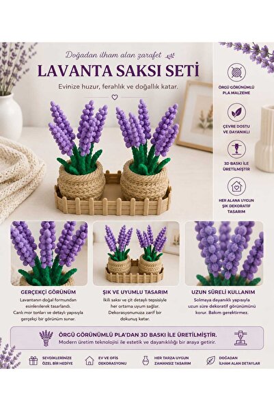 Genel Markalar Lavanta Saksı Dekoratif Seti