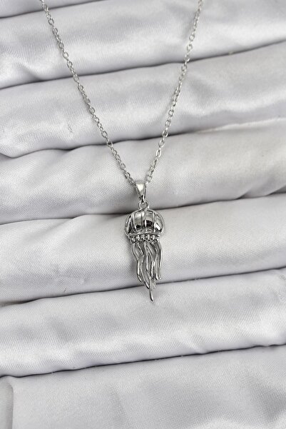 DMR Elegance 316L Steel Chain Silver Color Jellyfish Model Zircon Stone Women...